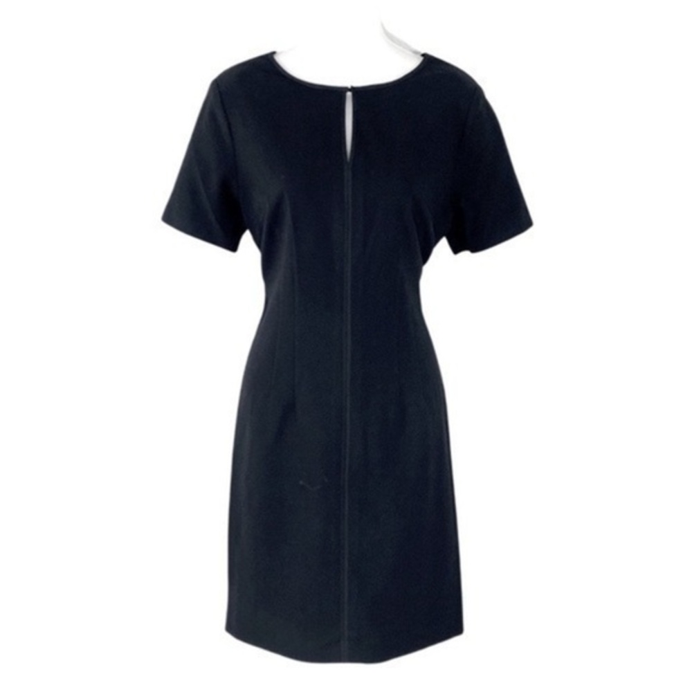 Tahari black notch neck keyhole sheath dress 6 FF13